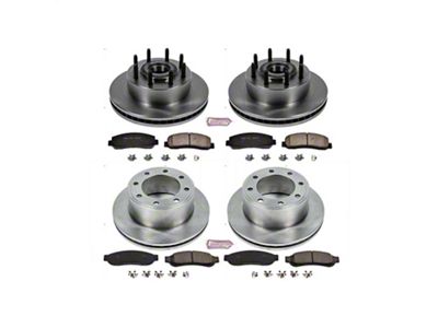 PowerStop OE Replacement 8-Lug Brake Rotor and Pad Kit; Front and Rear (Mid 2010 2WD F-350 Super Duty SRW)