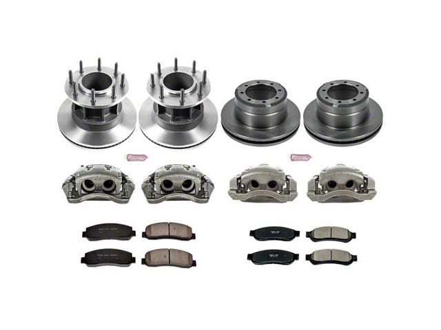 PowerStop OE Replacement 8-Lug Brake Rotor, Pad and Caliper Kit; Front and Rear (2011 2WD F-350 Super Duty SRW)
