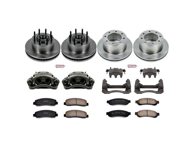 PowerStop OE Replacement 8-Lug Brake Rotor, Pad and Caliper Kit; Front and Rear (2011 2WD F-350 Super Duty SRW)