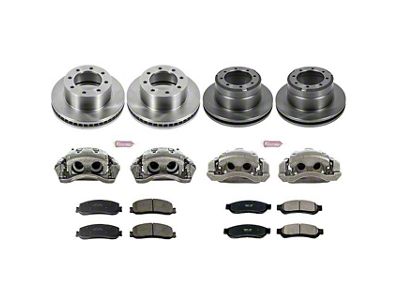PowerStop OE Replacement 8-Lug Brake Rotor, Pad and Caliper Kit; Front and Rear (2012 4WD F-350 Super Duty DRW)