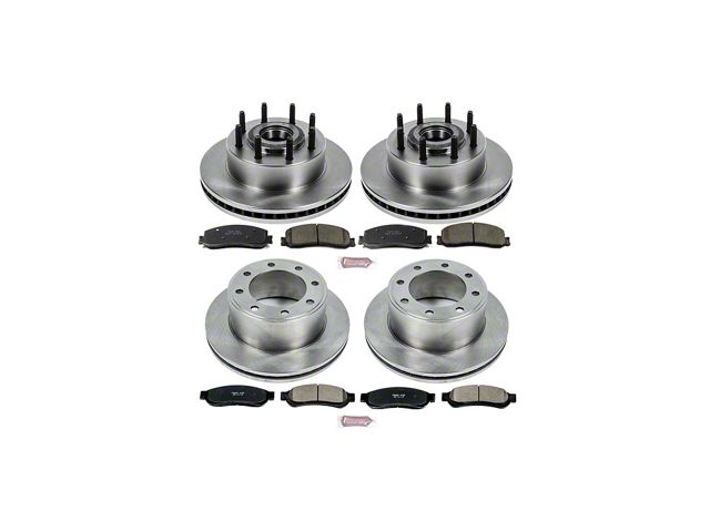 PowerStop OE Replacement 8-Lug Brake Rotor and Pad Kit; Front and Rear (2012 2WD F-350 Super Duty SRW)