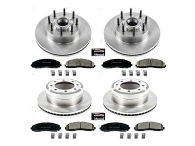 PowerStop OE Replacement 8-Lug Brake Rotor and Pad Kit; Front and Rear (13-22 2WD F-350 Super Duty SRW)