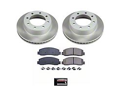 PowerStop Semi-Coated 8-Lug Brake Rotor and Pad Kit; Front (05-10 4WD F-350 Super Duty SRW)
