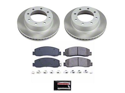 PowerStop Semi-Coated 8-Lug Brake Rotor and Pad Kit; Front (Mid 10-11 4WD F-350 Super Duty SRW)