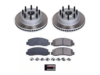 PowerStop Semi-Coated 8-Lug Brake Rotor and Pad Kit; Front (Late 07-10 2WD F-350 Super Duty SRW)