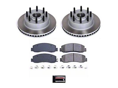 PowerStop Semi-Coated 8-Lug Brake Rotor and Pad Kit; Front (Mid 10-11 2WD F-350 Super Duty SRW)