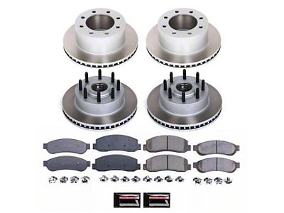 PowerStop Semi-Coated 8-Lug Brake Rotor and Pad Kit; Front and Rear (Early 07-Late 10 2WD F-350 Super Duty SRW)