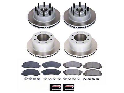 PowerStop Semi-Coated 8-Lug Brake Rotor and Pad Kit; Front and Rear (Mid 2010 2WD F-350 Super Duty SRW)