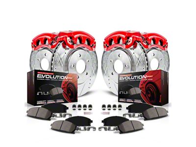 PowerStop Z23 Evolution 8-Lug Brake Rotor, Pad and Caliper Kit; Front and Rear (13-22 2WD F-350 Super Duty SRW)