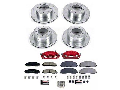 PowerStop Z23 Evolution Sport 8-Lug Brake Rotor, Pad and Caliper Kit; Front and Rear (13-22 4WD F-350 Super Duty SRW)