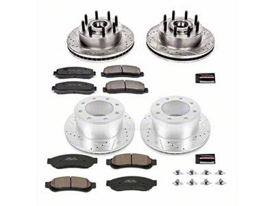 PowerStop Z23 Evolution Sport 8-Lug Brake Rotor and Pad Kit; Front and Rear (Mid 2010 2WD F-350 Super Duty SRW)