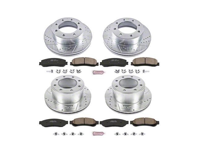 PowerStop Z23 Evolution Sport 8-Lug Brake Rotor and Pad Kit; Front and Rear (2012 4WD F-350 Super Duty SRW)