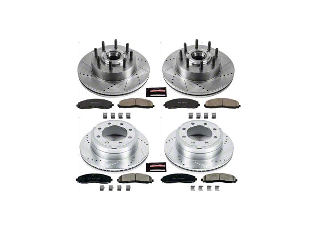 PowerStop Z23 Evolution Sport 8-Lug Brake Rotor and Pad Kit; Front and Rear (13-22 2WD F-350 Super Duty SRW)