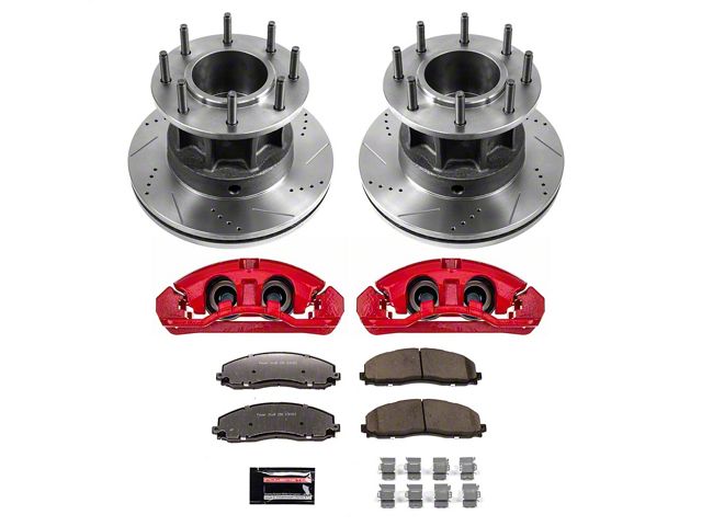 PowerStop Z36 Extreme Truck and Tow 8-Lug Brake Rotor, Pad and Caliper Kit; Front (13-16 2WD F-350 Super Duty SRW)