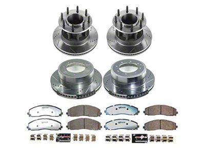 PowerStop Z36 Extreme Truck and Tow 8-Lug Brake Rotor and Pad Kit; Front and Rear (23-25 2WD F-350 Super Duty DRW)
