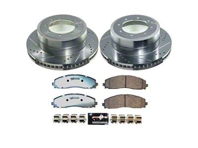 PowerStop Z36 Extreme Truck and Tow 8-Lug Brake Rotor and Pad Kit; Rear (23-25 F-350 Super Duty DRW)