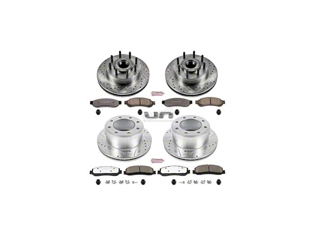 PowerStop Z36 Extreme Truck and Tow 8-Lug Brake Rotor and Pad Kit; Front and Rear (2012 2WD F-350 Super Duty SRW)