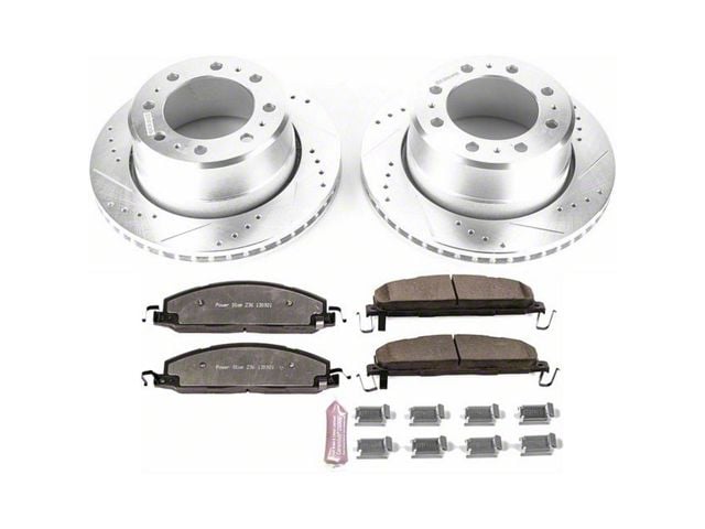 PowerStop Z36 Extreme Truck and Tow 8-Lug Brake Rotor and Pad Kit; Rear (13-18 RAM 3500)