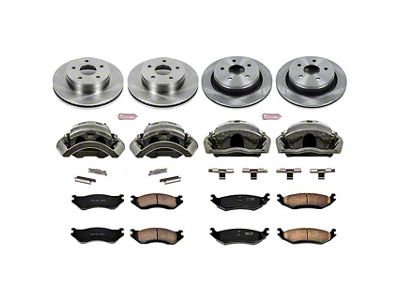 PowerStop OE Replacement 5-Lug Brake Rotor, Pad and Caliper Kit; Front and Rear (03-05 RAM 1500, Excluding SRT-10)