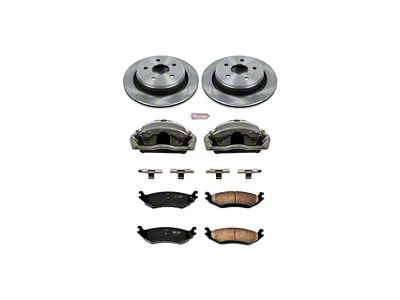 PowerStop OE Replacement 5-Lug Brake Rotor, Pad and Caliper Kit; Rear (02-18 RAM 1500, Excluding SRT-10 & Mega Cab)