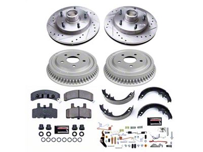 PowerStop Z23 Evolution Sport 5-Lug Brake Rotor, Drum and Pad Kit; Front and Rear (94-99 2WD RAM 1500)