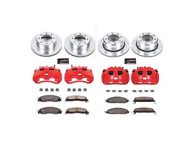 PowerStop Z36 Extreme Truck and Tow 8-Lug Brake Rotor, Pad and Caliper Kit; Front and Rear (2012 RAM 1500 Tradesman HD)