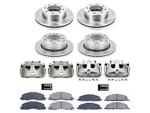 PowerStop OE Replacement 8-Lug Brake Rotor, Pad and Caliper Kit; Front and Rear (09-18 RAM 2500)
