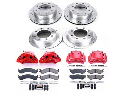 PowerStop Z23 Evolution Sport 8-Lug Brake Rotor, Pad and Caliper Kit; Rear and Rear (01-02 RAM 2500)