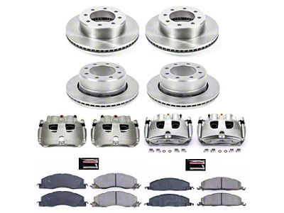 PowerStop OE Replacement 8-Lug Brake Rotor, Pad and Caliper Kit; Front and Rear (09-12 RAM 3500 SRW)