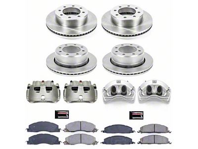 PowerStop OE Replacement 8-Lug Brake Rotor, Pad and Caliper Kit; Front and Rear (09-12 RAM 3500 DRW)