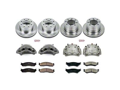 PowerStop OE Replacement 8-Lug Brake Rotor, Pad and Caliper Kit; Front and Rear (03-08 RAM 3500 SRW)