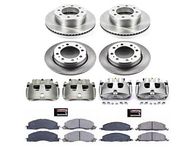 PowerStop OE Replacement 8-Lug Brake Rotor, Pad and Caliper Kit; Front and Rear (13-18 RAM 3500 SRW)