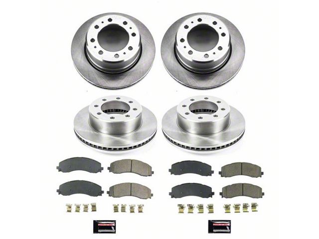 PowerStop OE Replacement 8-Lug Brake Rotor and Pad Kit; Front and Rear (19-24 RAM 3500 SRW)