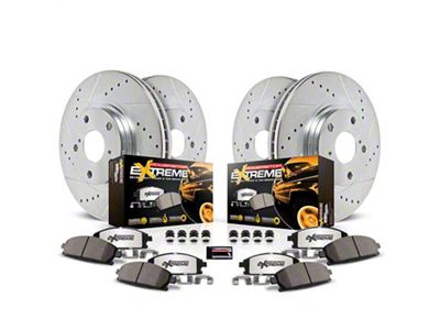 PowerStop Z36 Extreme Truck and Tow 8-Lug Brake Rotor and Pad Kit; Front and Rear (19-24 RAM 3500 DRW)