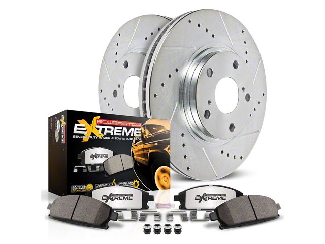 PowerStop Z36 Extreme Truck and Tow 8-Lug Brake Rotor and Pad Kit; Rear (19-24 RAM 3500 DRW)