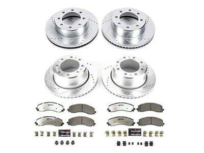 PowerStop Z36 Extreme Truck and Tow 8-Lug Brake Rotor and Pad Kit; Front and Rear (19-23 RAM 3500 SRW)