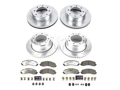 PowerStop Z36 Extreme Truck and Tow 8-Lug Brake Rotor and Pad Kit; Front and Rear (19-24 RAM 3500 SRW)