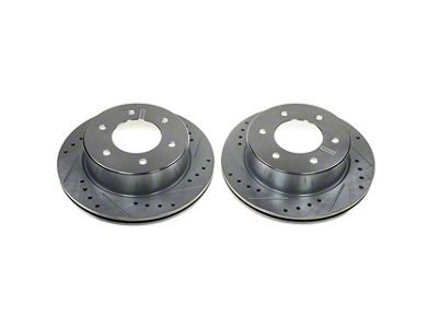 PowerStop Evolution Cross-Drilled and Slotted 6-Lug Rotors; Rear Pair (19-25 Ranger, Excluding Raptor)