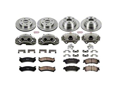 PowerStop OE Replacement 6-Lug Brake Rotor, Pad and Caliper Kit; Front and Rear (03-06 Sierra 1500 w/ Single Piston Rear Calipers)