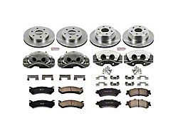 PowerStop OE Replacement 6-Lug Brake Rotor, Pad and Caliper Kit; Front and Rear (01-05 Sierra 1500 w/ Dual Piston Rear Calipers)