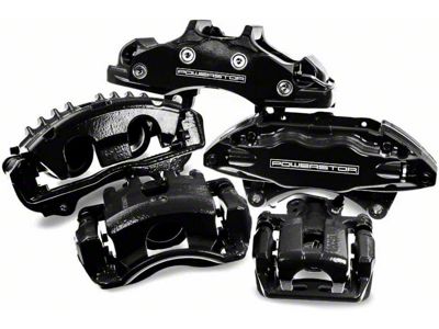 PowerStop Performance Front Brake Calipers; Black (05-06 Sierra 1500 w/ Rear Drum Brakes)