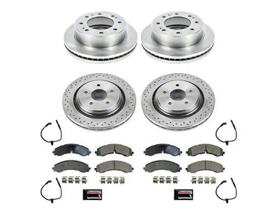 PowerStop OE Replacement 8-Lug Brake Rotor and Pad Kit; Front and Rear (20-24 Sierra 2500 HD)