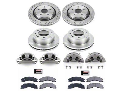 PowerStop OE Replacement 8-Lug Brake Rotor, Pad and Caliper Kit; Front and Rear (2011 Sierra 2500 HD)