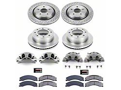PowerStop OE Replacement 8-Lug Brake Rotor, Pad and Caliper Kit; Front and Rear (15-19 Sierra 2500 HD)