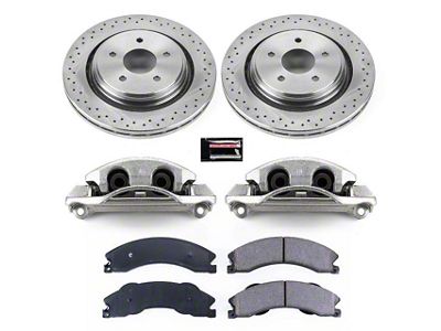 PowerStop OE Replacement 8-Lug Brake Rotor, Pad and Caliper Kit; Rear (11-14 Sierra 2500 HD)