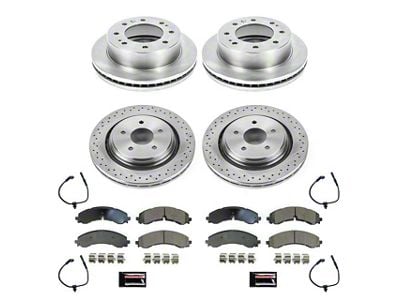 PowerStop OE Replacement 8-Lug Brake Rotor and Pad Kit; Front and Rear (20-25 Sierra 3500 HD SRW)