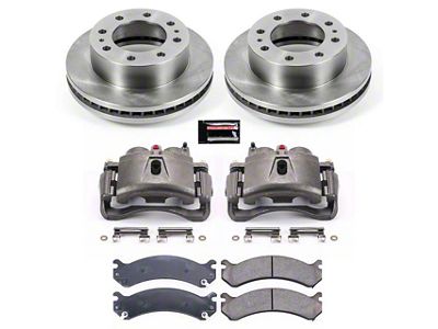 PowerStop OE Replacement 8-Lug Brake Rotor, Pad and Caliper Kit; Front (01-10 Sierra 3500 HD DRW)