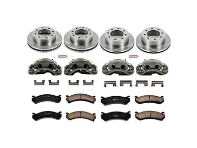 PowerStop OE Replacement 8-Lug Brake Rotor, Pad and Caliper Kit; Front and Rear (07-10 Sierra 3500 HD SRW)