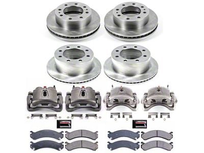 PowerStop OE Replacement 8-Lug Brake Rotor, Pad and Caliper Kit; Front and Rear (07-10 Sierra 3500 HD DRW)