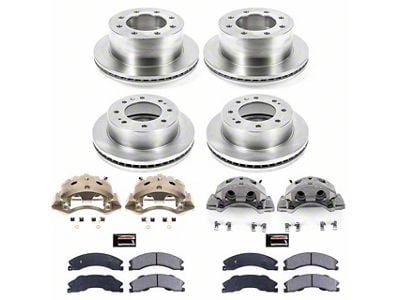 PowerStop OE Replacement 8-Lug Brake Rotor, Pad and Caliper Kit; Front and Rear (2011 Sierra 3500 HD DRW)